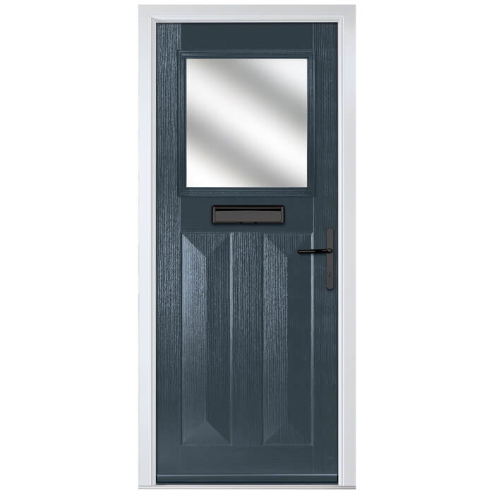 Crystal Eaton Left Hand External Door with 2 Panels and 1 Stipolytte Glazed Light - Anthracite Grey