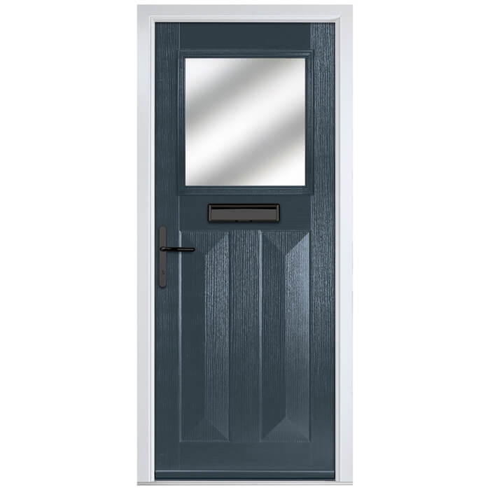 Crystal Eaton Right Hand External Door with 2 Panels and 1 Stipolytte Glazed Light - Anthracite Grey
