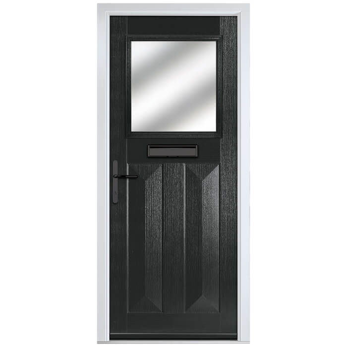 Crystal Eaton Right Hand External Door with 2 Panels and 1 Clear Glazed Light - Black