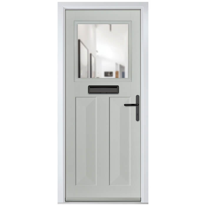 Crystal Eaton Left Hand External Door with 2 Panels and 1 Clear Glazed Light - Agate Grey