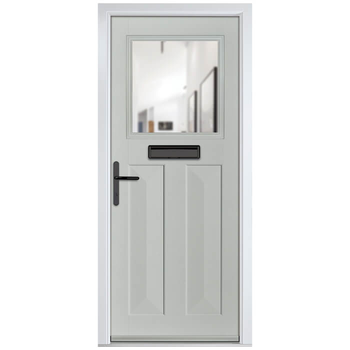 Crystal Eaton Right Hand External Door with 2 Panels and 1 Clear Glazed Light - Agate Grey