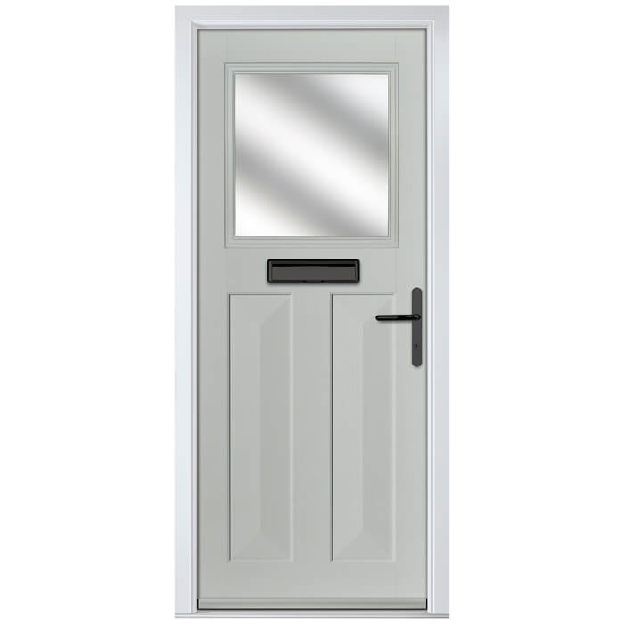 Crystal Eaton Left Hand External Door with 2 Panels and 1 Stipolytte Glazed Light - Agate Grey
