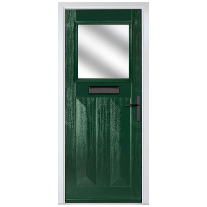 Crystal Eaton Left Hand External Door with 2 Panels and 1 Stipolytte Glazed Light - Green