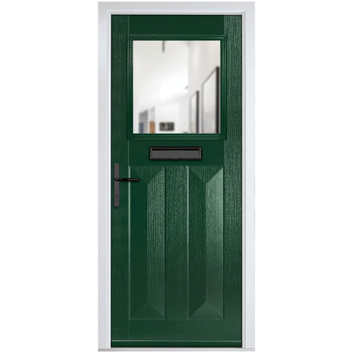Crystal Eaton Right Hand External Door with 2 Panels and 1 Clear Glazed Light - Green