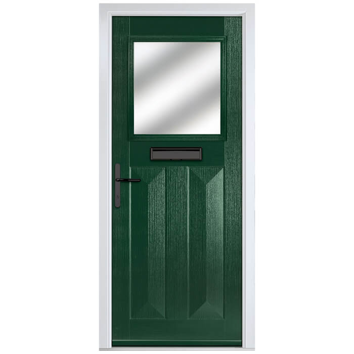 Crystal Eaton Right Hand External Door with 2 Panels and 1 Clear Glazed Light - Green