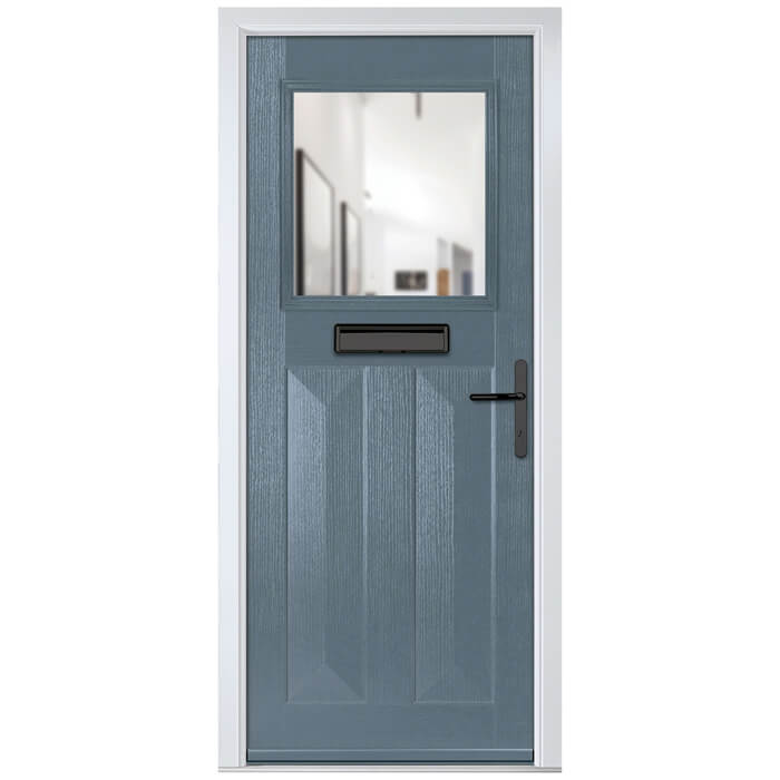 Crystal Eaton Left Hand External Door with 2 Panels and 1 Clear Glazed Light - Slate Grey