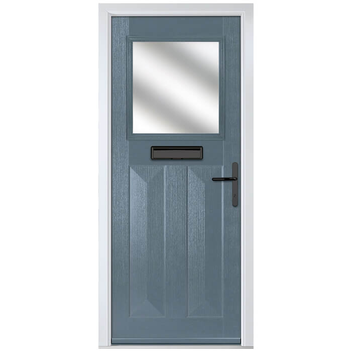 Crystal Eaton Left Hand External Door with 2 Panels and 1 Stipolytte Glazed Light - Slate Grey