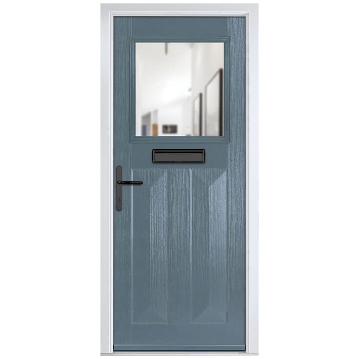 Crystal Eaton Right Hand External Door with 2 Panels and 1 Clear Glazed Light - Slate Grey