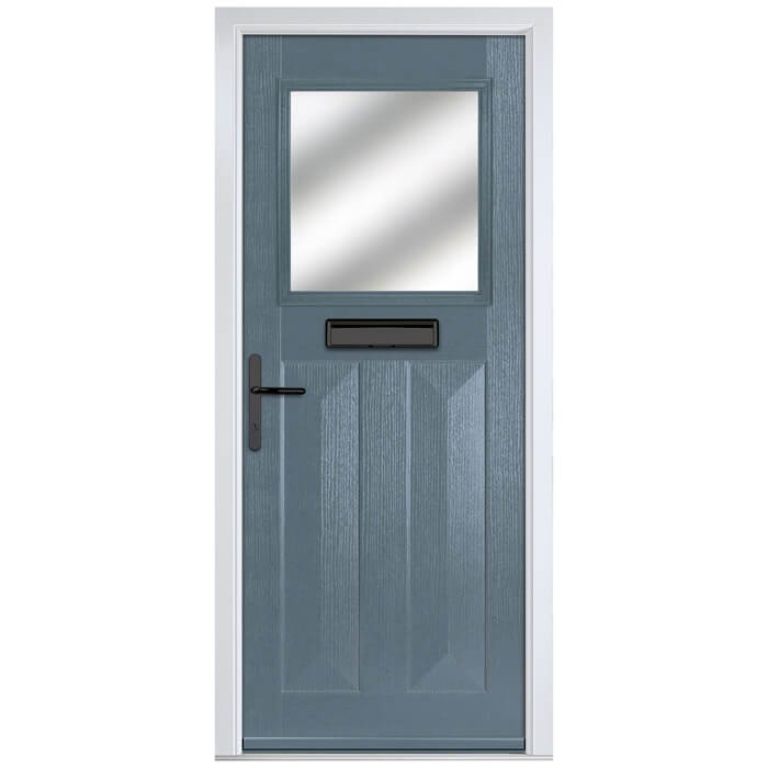 Crystal Eaton Right Hand External Door with 2 Panels and 1 Stipolytte Glazed Light - Slate Grey