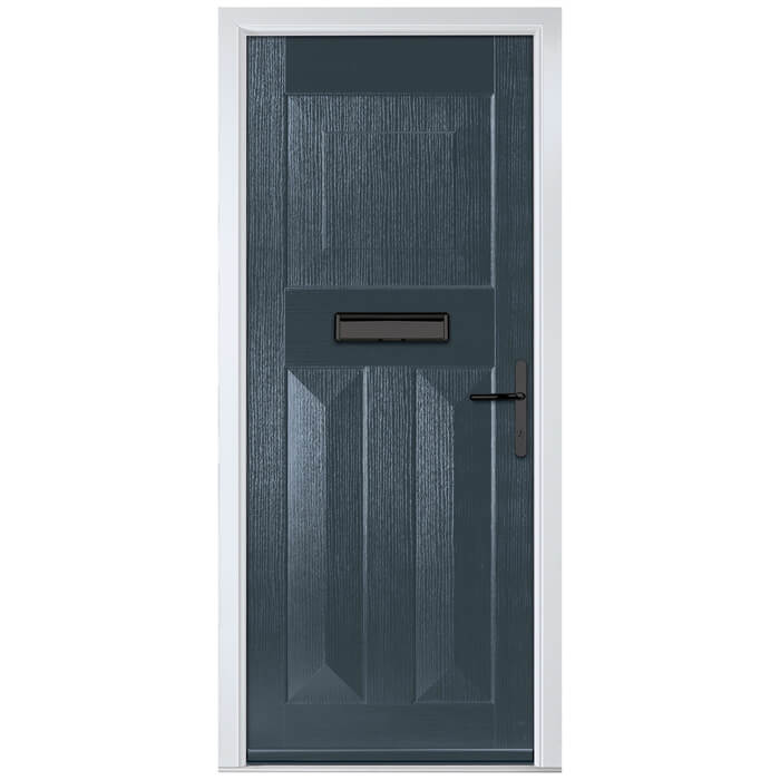 Crystal Eaton Left Hand External Door with 3 Panel - Anthracite Grey