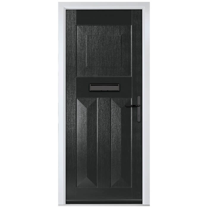 Crystal Eaton Left Hand External Door with 3 Panels - Black