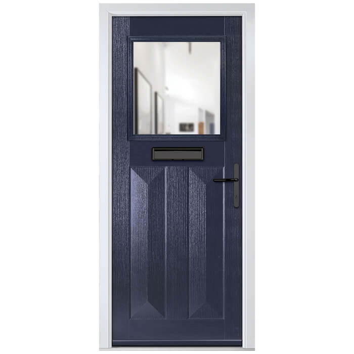 Crystal Eaton Left Hand External Door with 2 Panels and 1 Clear Glazed Light - Blue