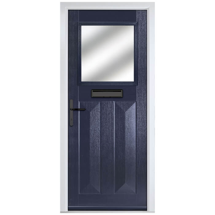 Crystal Eaton Right Hand External Door with 2 Panels and 1 Clear Glazed Light - Blue