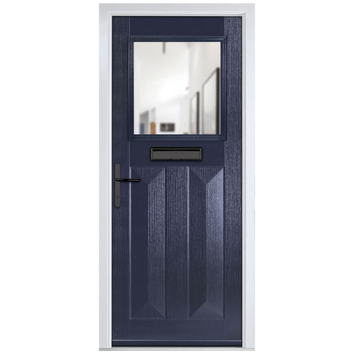 Crystal Eaton Right Hand External Door with 2 Panels and 1 Clear Glazed Light - Blue