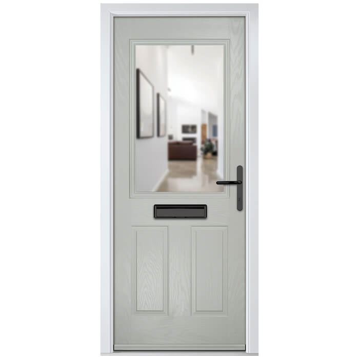 Crystal Lytham Left Hand External Door with 2 Panels and 1 Clear Glazed Light - Agate Grey