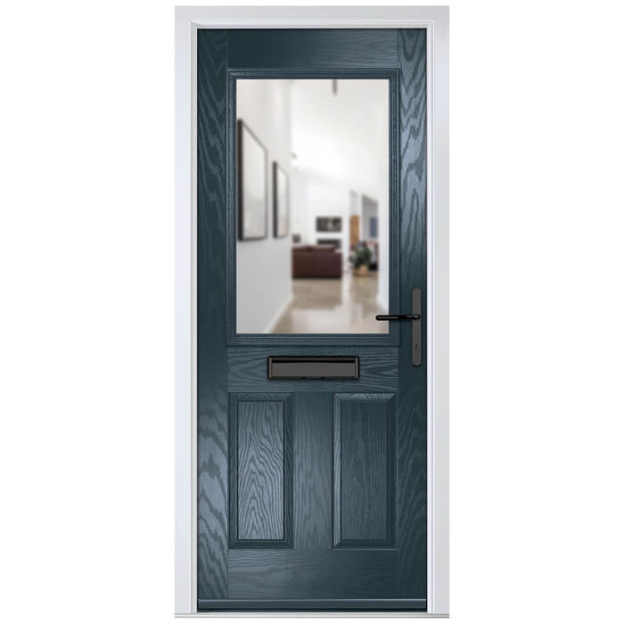 Crystal Lytham Left Hand External Door with 2 Panels and 1 Clear Glazed Light - Anthracite Grey