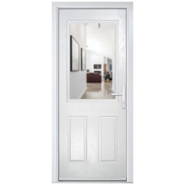 Crystal Lytham Left Hand External Door with 2 Panels and 1 Clear Glazed Light - White