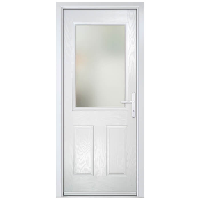 Crystal Lytham Left Hand External Door with 2 Panels and 1 Stipolytte Glazed Light - White