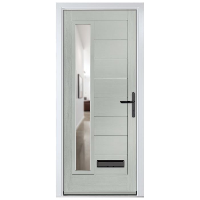 Crystal Monza Left Hand External Door with 8 Panel and 1 Clear Glazed Light - Agate Grey