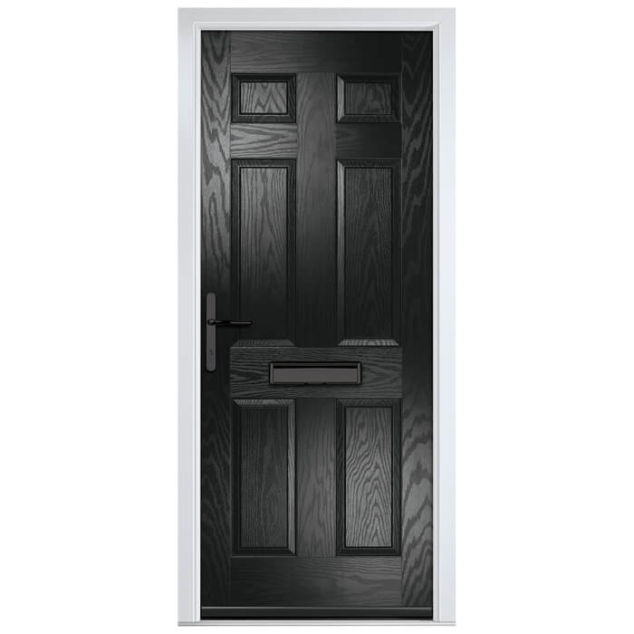 Crystal Muirfield Right Hand External Door with 6 Panel - Black