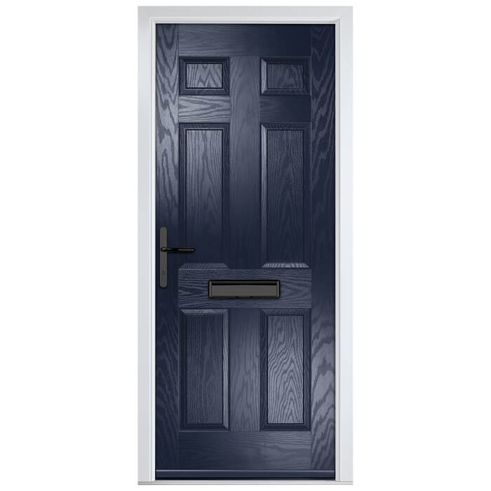 Crystal Muirfield Right Hand External Door with 6 Panel - Blue