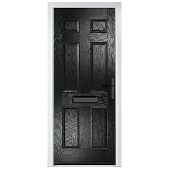 Crystal Muirfield Left Hand External Door with 6 Panel - Black