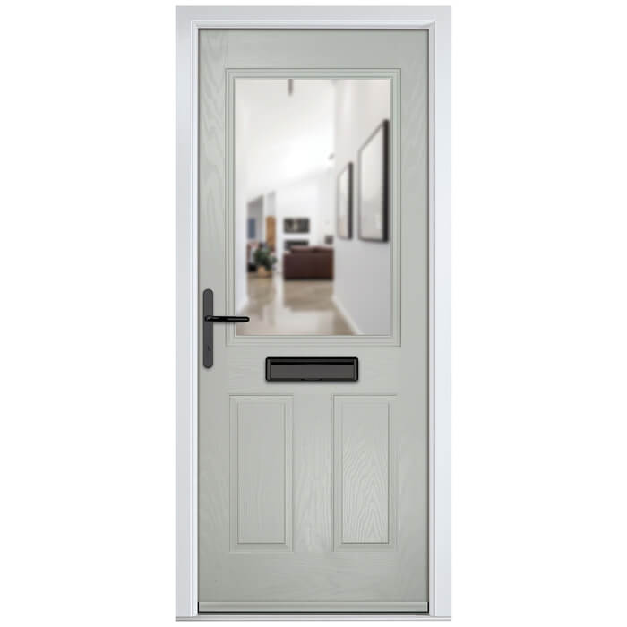 Crystal Lytham Right Hand External Door with 2 Panels and 1 Stipolytte Glazed Light - Agate Grey