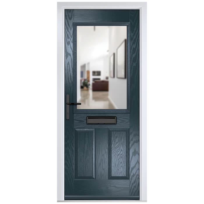 Crystal Lytham Right Hand External Door with 2 Panels and 1 Stipolytte Glazed Light - Anthracite Grey