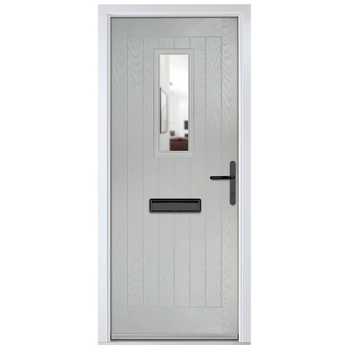 Crystal Sunningdale Left Hand External Door with 6 Panel and 1 Clear Glazed Light - Agate Grey