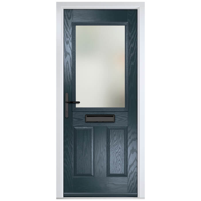 Crystal Lytham Right Hand External Door with 2 Panels and 1 Clear Glazed Light - Anthracite Grey