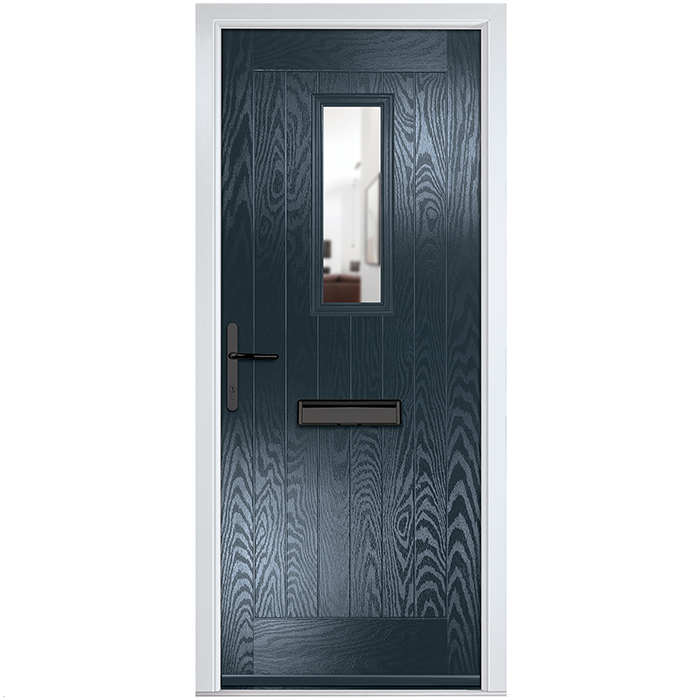 Crystal Sunningdale Right Hand External Door with 6 Panel and 1 Clear Glazed Light - Anthracite Grey
