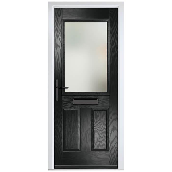 Crystal Lytham Right Hand External Door with 2 Panels and 1 Clear Glazed Light - Black