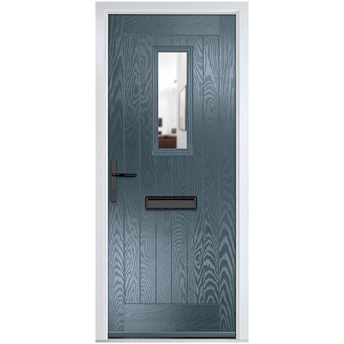 Crystal Sunningdale Right Hand External Door with 6 Panel and 1 Clear Glazed Light - Slate Grey