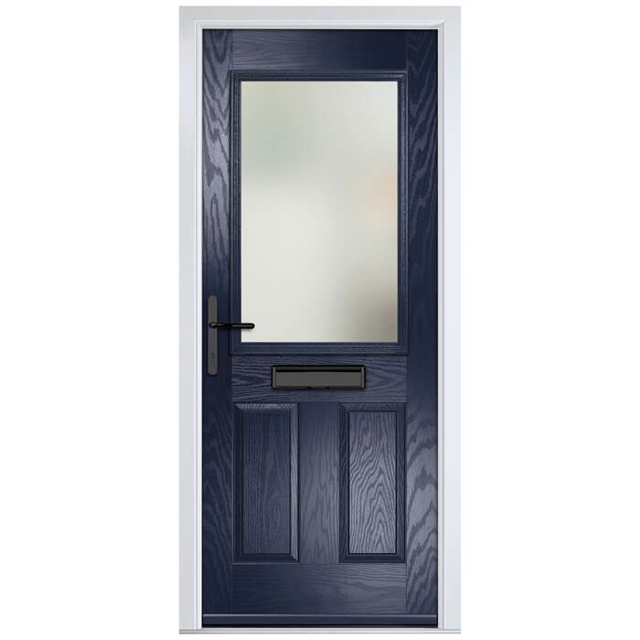 Crystal Lytham Right Hand External Door with 2 Panels and 1 Clear Glazed Light - Blue