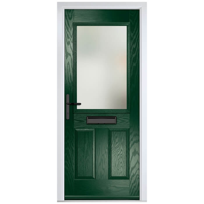 Crystal Lytham Right Hand External Door with 2 Panels and 1 Clear Glazed Light - Green