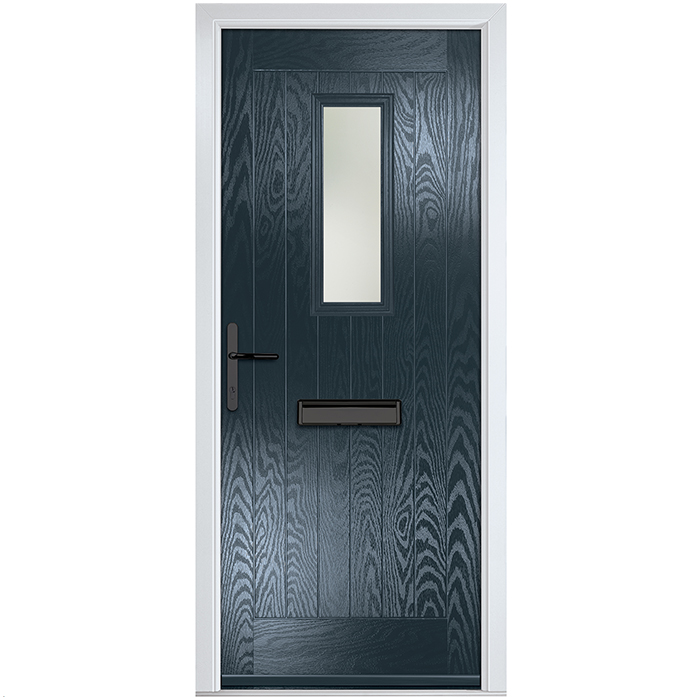 Crystal Sunningdale Right Hand External Door with 6 Panel and 1 Stipolytte Glazed Light - Anthracite Grey