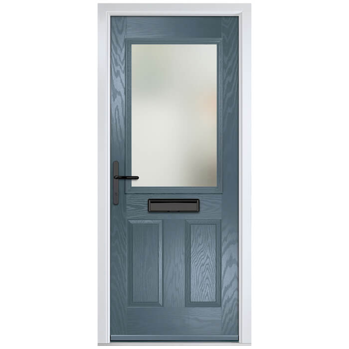 Crystal Lytham Right Hand External Door with 2 Panels and 1 Clear Glazed Light - Slate Grey
