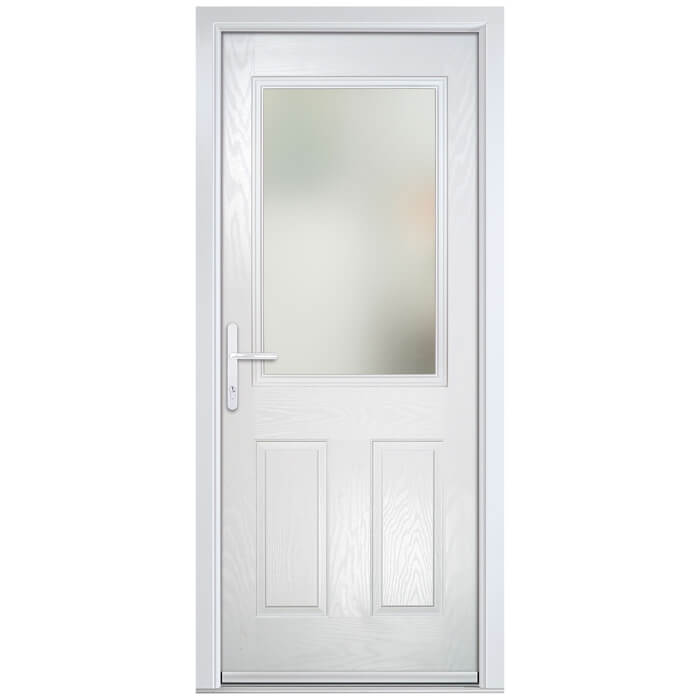 Crystal Lytham Right Hand External Door with 2 Panels and 1 Clear Glazed Light - White
