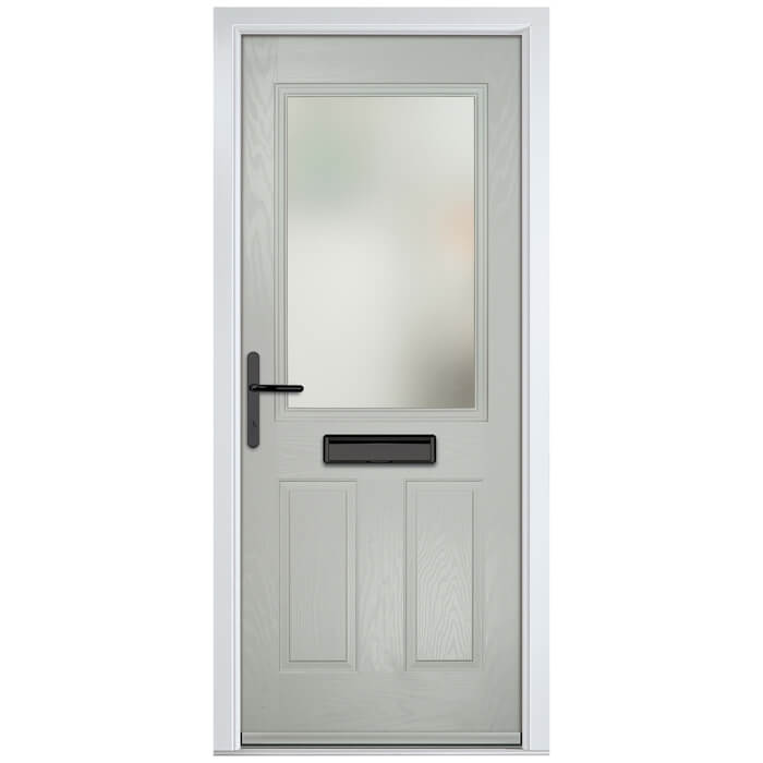 Crystal Lytham Right Hand External Door with 2 Panels and 1 Clear Glazed Light - Agate Grey