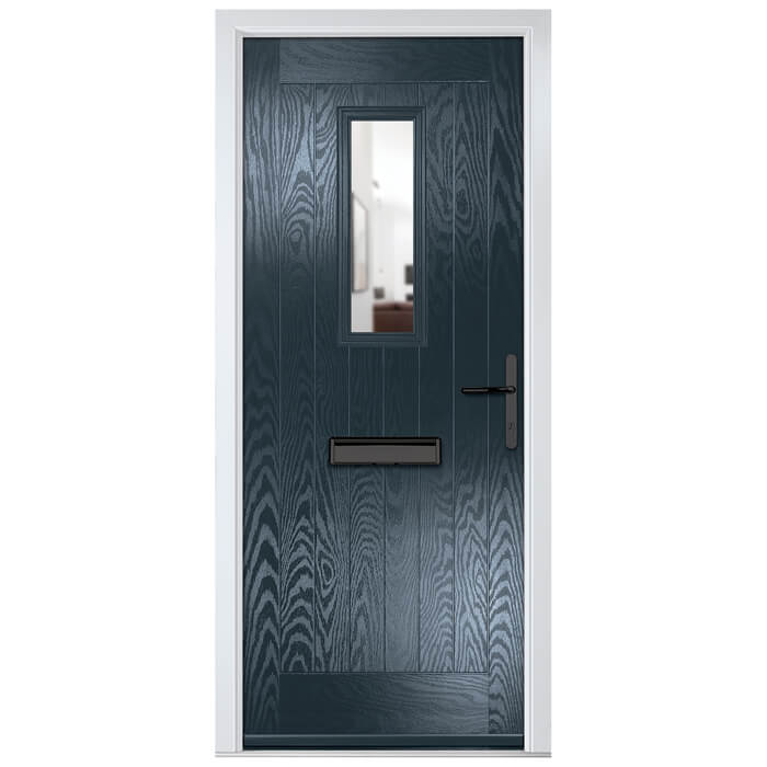 Crystal Sunningdale Left Hand External Door with 8 Panel and 1 Clear Glazed Light - Anthracite Grey