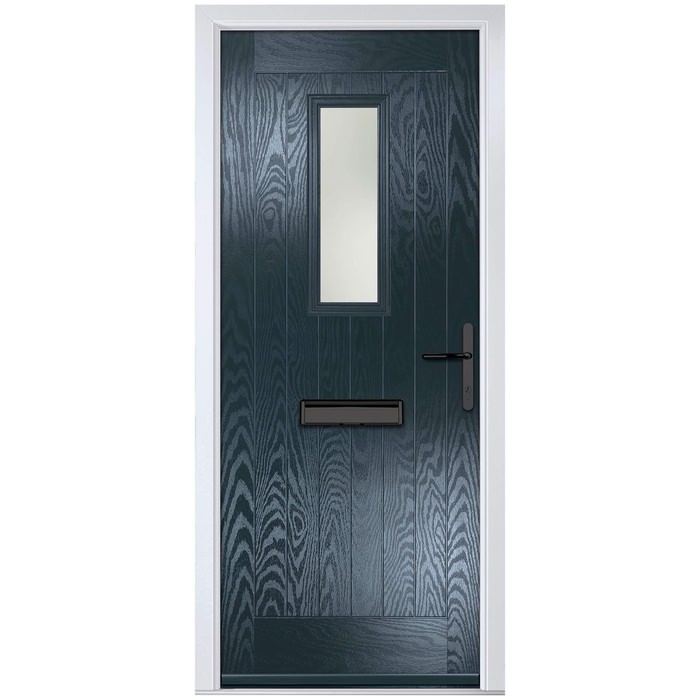 Crystal Sunningdale Left Hand External Door with 6 Panel and 1 Stipolytte Glazed Light - Anthracite Grey