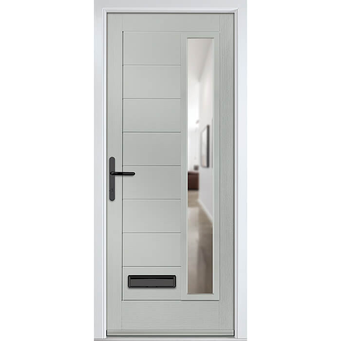 Crystal Monza Right Hand External Door with 8 Panel and 1 Clear Glazed Light - Agate Grey