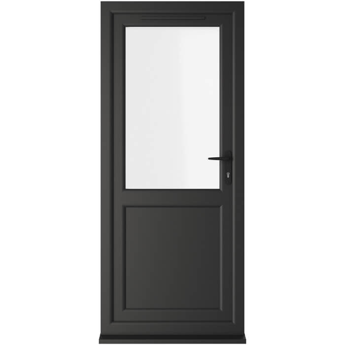 Crystal uPVC Left Hand External Patio Door with 1 Panel and 1 Clear Double Glazed Light - Black-White