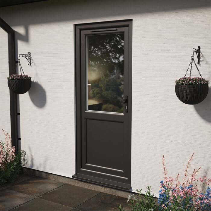 Crystal uPVC Left Hand External Patio Door with 1 Panel and 1 Clear Double Glazed Light - Black-White
