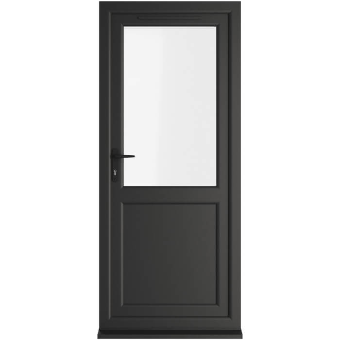 Crystal uPVC Right Hand External Patio Door with 1 Panel and 1 Clear Double Glazed Light - Black-White