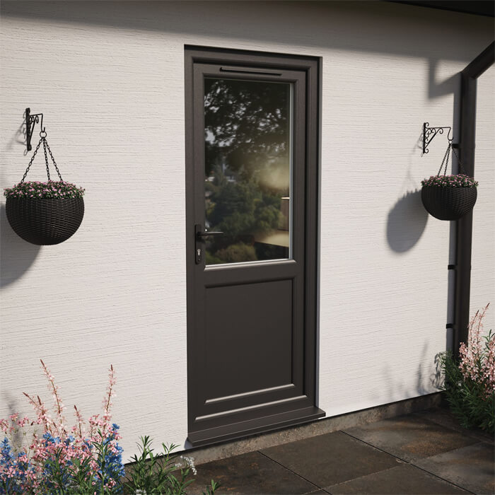 Crystal uPVC Right Hand External Patio Door with 1 Panel and 1 Clear Double Glazed Light - Black-White