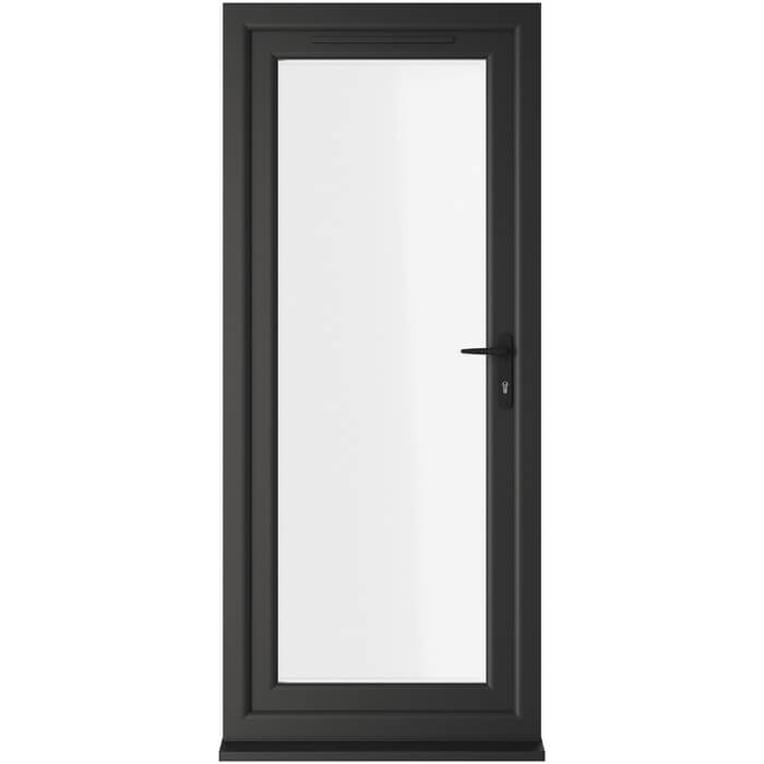 Crystal uPVC Left Hand External Patio Door with 1 Clear Double Glazed Light - Black-White