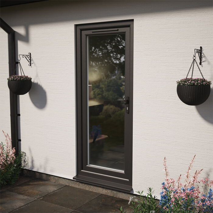 Crystal uPVC Left Hand External Patio Door with 1 Clear Double Glazed Light - Black-White