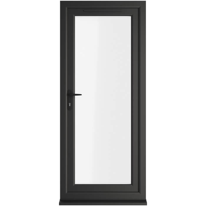 Crystal uPVC Right Hand External Patio Door with 1 Clear Double Glazed Light - Black-White