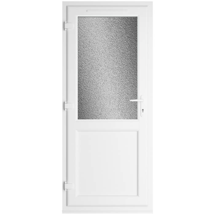 Crystal uPVC Right Hand External Patio Door with 1 Panel and 1 Obscure Double Glazed Light - Agate-White